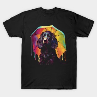 Boykin Spaniel Rainy Day With Umbrella T-Shirt